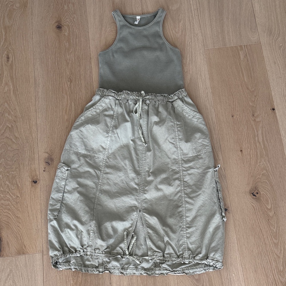 Anthropologie Olive Green Sleeveless Cargo Sporty Dress